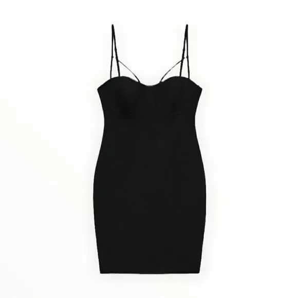 ZARA | Black | FITTED MINI DRESS - Picture 2 of 7